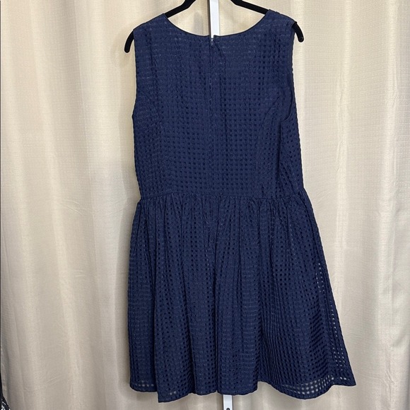 Forever 21 Plus Navy Blue Textured Grid Fit and Flare Sleeveless Dress XL - Picture 3 of 5